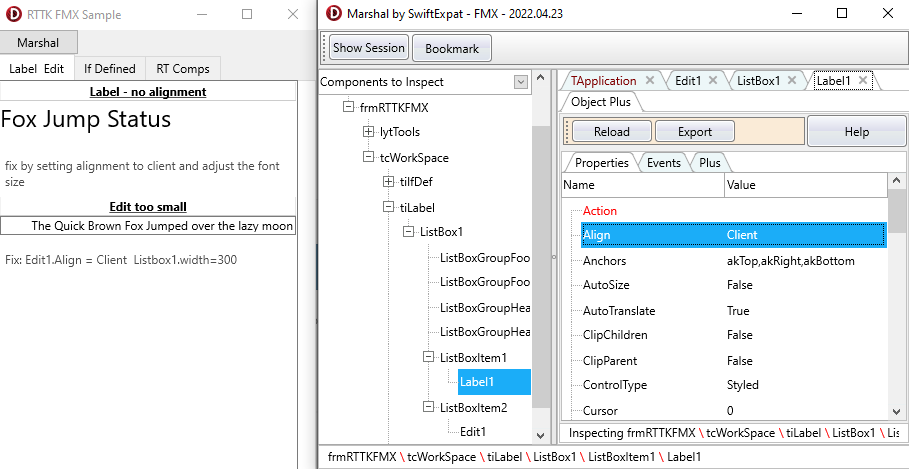 Label1 align client